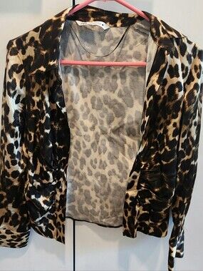 Leopard Print Satin Blouse / Xs  - Brown/Black